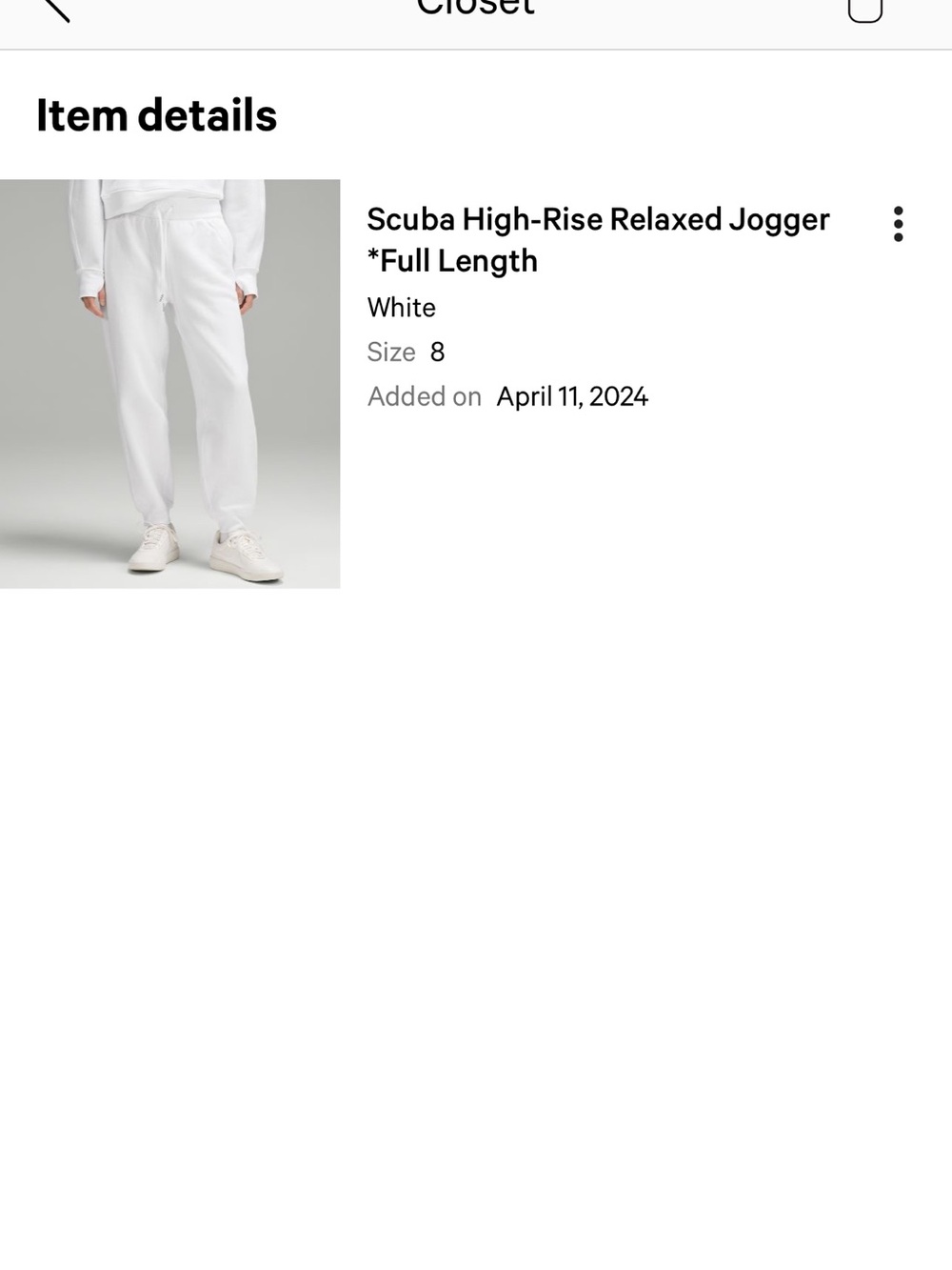 lululemon athletica White Ribbed Waistband Full-Length Pants
